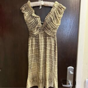 Roberto Cavalli Python Reptile Snake Print Y2K Rushed Mini Dress